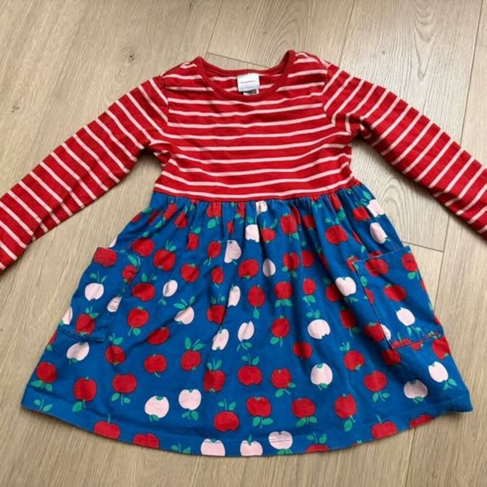 Hanna Andersson Long Sleeve Apple Print Dress Size 4